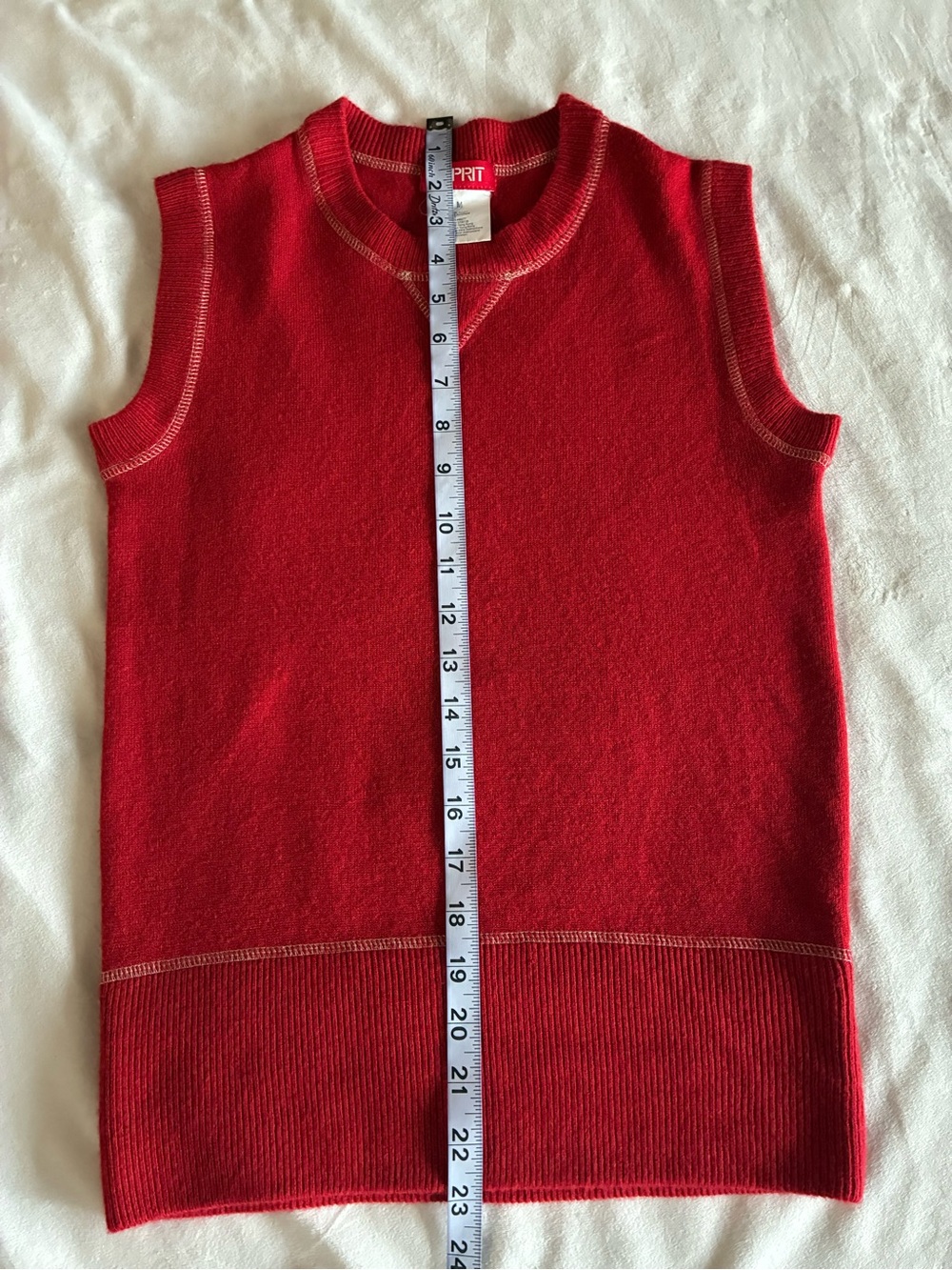 Esprit Red Contrast Stitch Knit Sweater Vest M - Picture 5 of 5